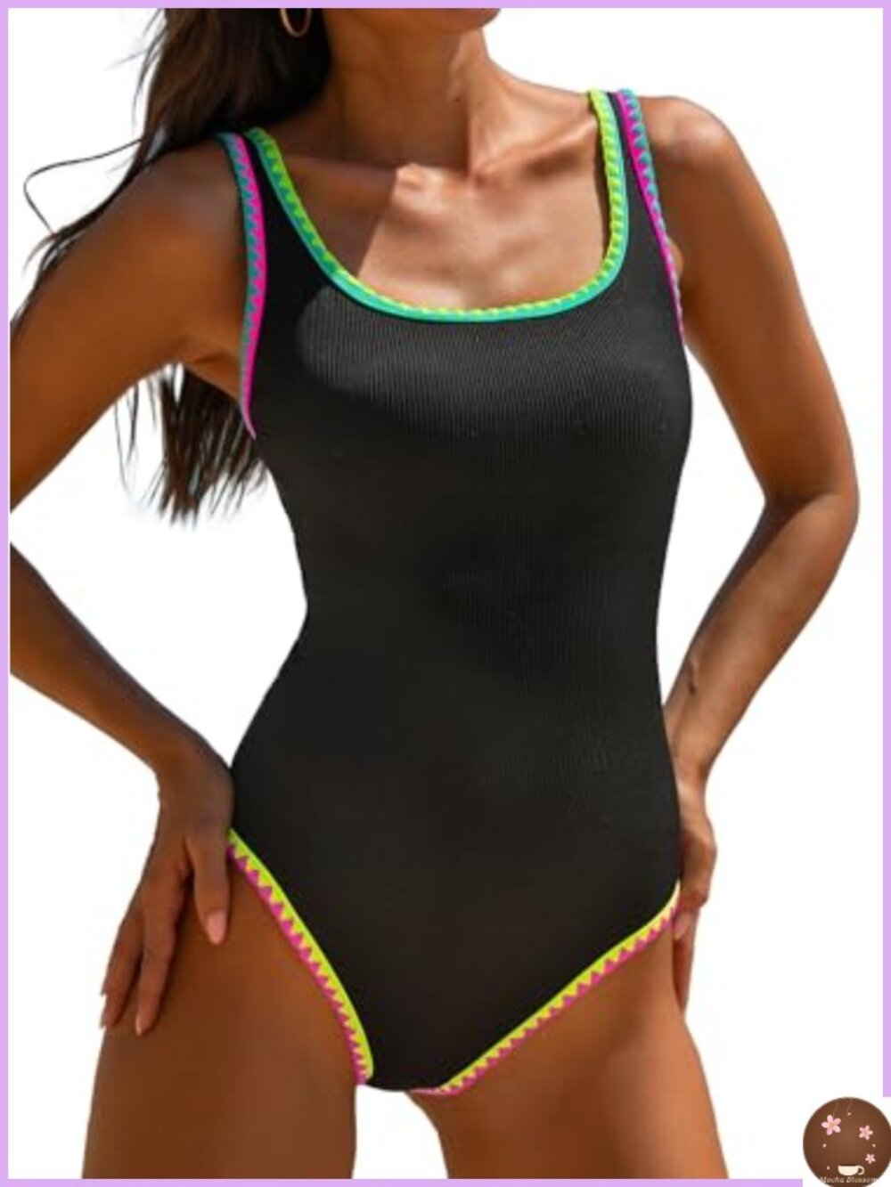 Women's One Piece Swimsuit Modest Neon Bathing Suit with Removable Cups